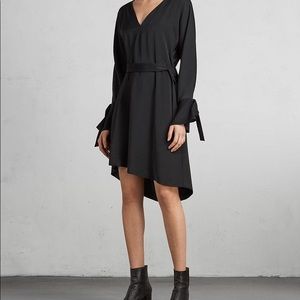 Silky Long Sleeve Dress with Tie Belt